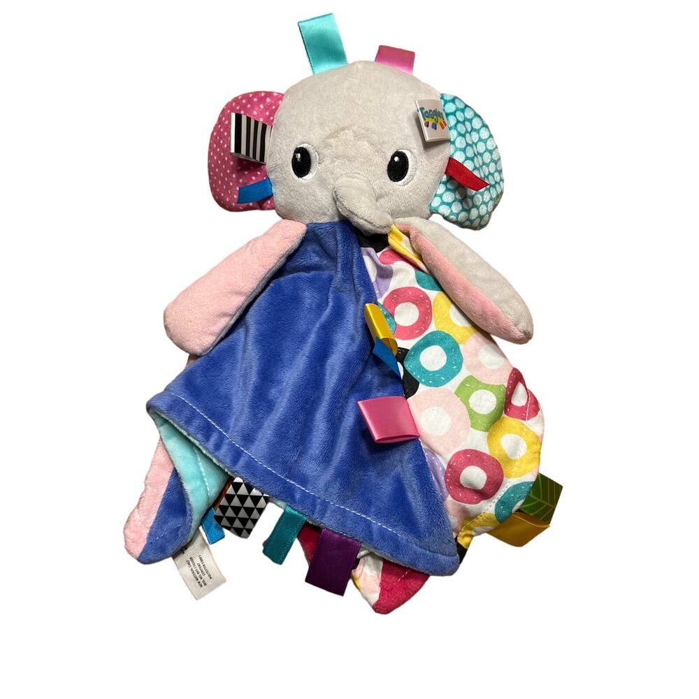 Bright Starts Taggies Elephant‎ Pink Purple Plush Lovey Lovie Security Blanket